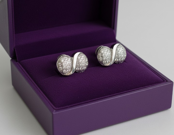 Silver Intertwined Infinity Crystal Studs Earrings