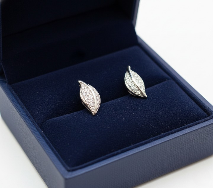 Silver Elegant Marquise Leaf Studs