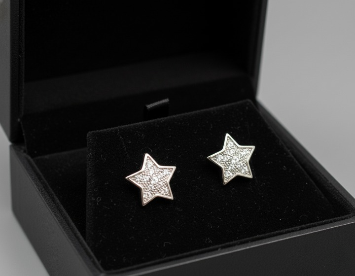 Silver Dazzling Pave Crystal Star Stud Earring (Copy)