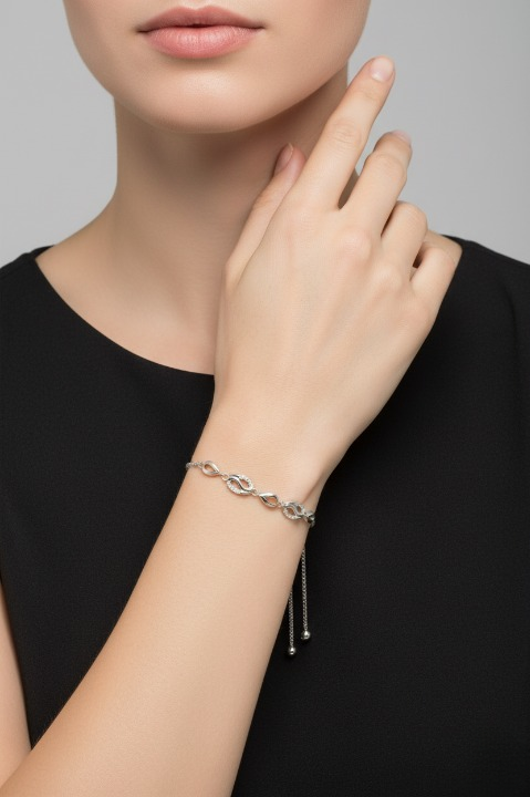 Elegant Silver Blue-Accent Eternity Bracelet