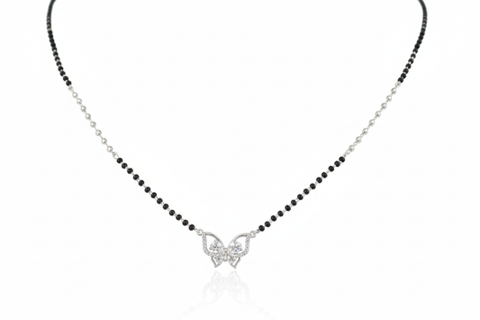 Silver butterfly-inspired take on the classic Mangalsutra