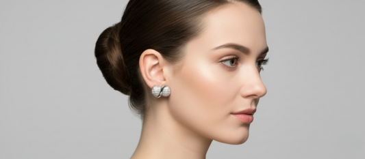 Silver Intertwined Infinity Crystal Studs Earrings