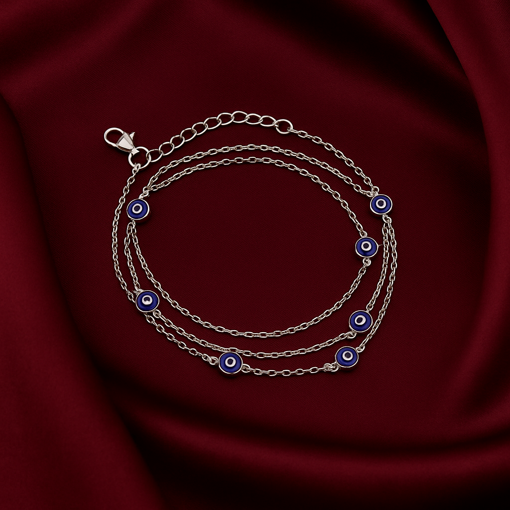 Silver vibrant blue Evil Eye bracelet