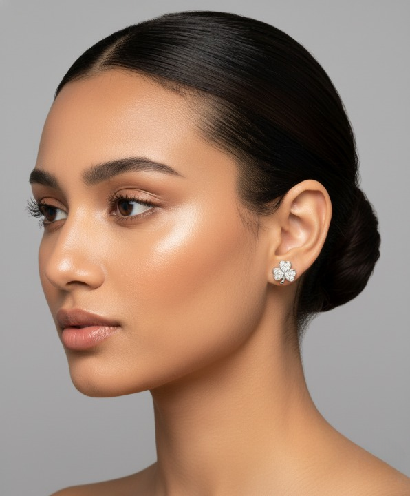 Silver-Tone Pave Shamrock Earrings