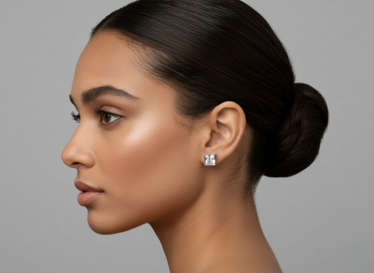 Silver Timeless Square Solitaire Studs