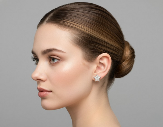 Silver Dazzling Pave Crystal Star Stud Earring (Copy)