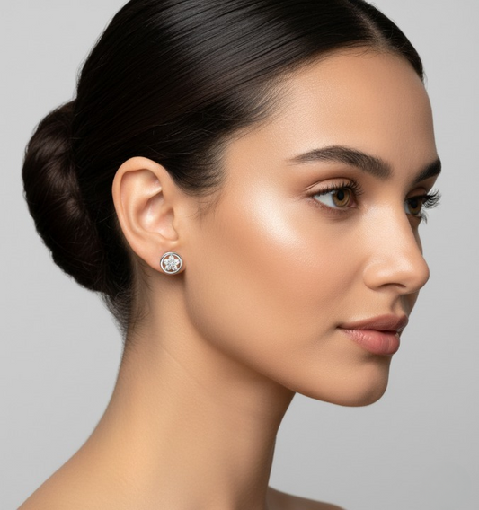 Silver Crystal Cluster Flower Studs