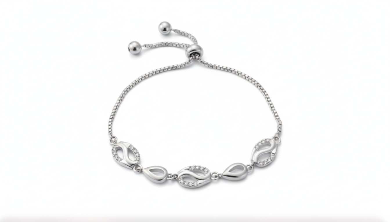 Elegant Silver Blue-Accent Eternity Bracelet