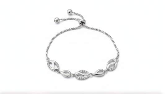 Elegant Silver Blue-Accent Eternity Bracelet