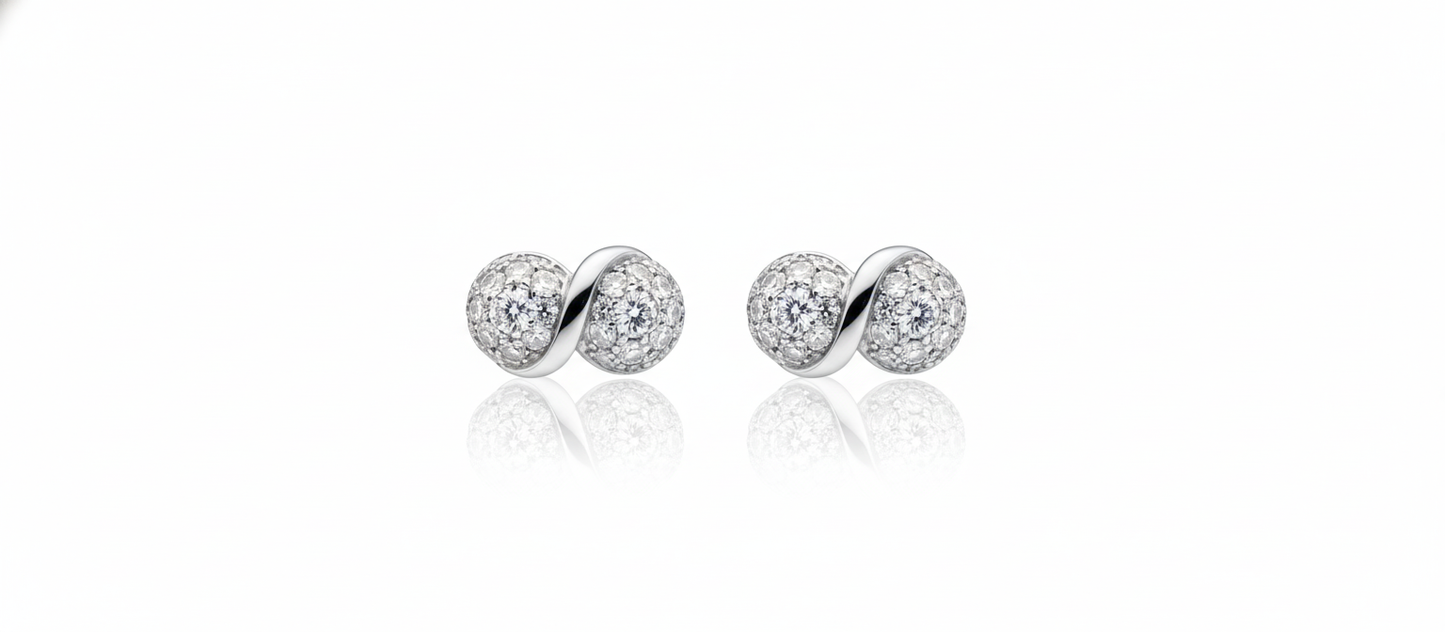 Silver Intertwined Infinity Crystal Studs Earrings