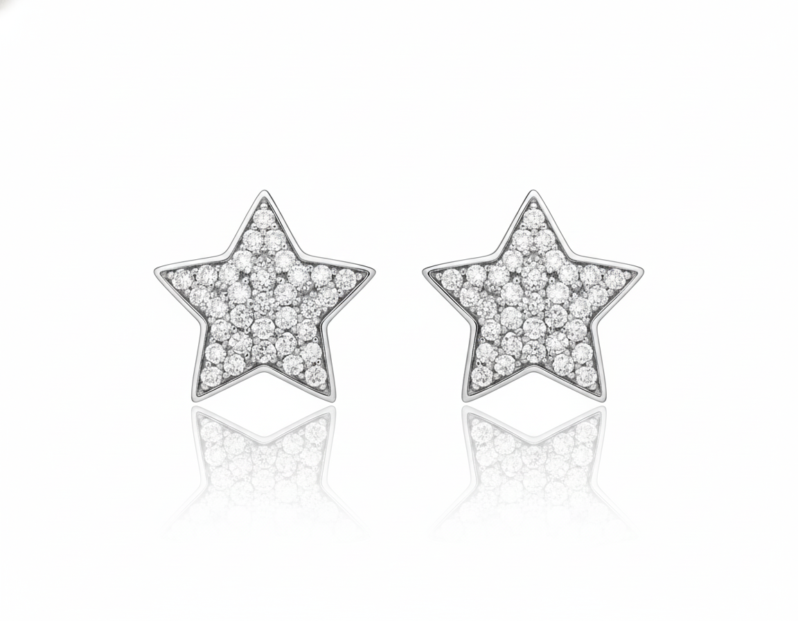 Silver Dazzling Pave Crystal Star Stud Earring (Copy)