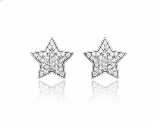 Silver Dazzling Pave Crystal Star Stud Earring (Copy)