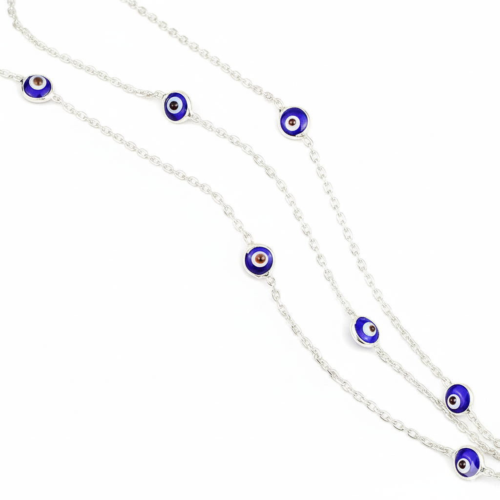 Silver vibrant blue Evil Eye bracelet