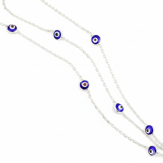 Silver vibrant blue Evil Eye bracelet
