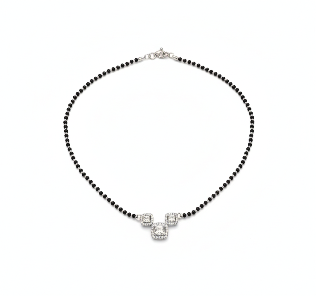 Silver Square Pendant Mangalsutra