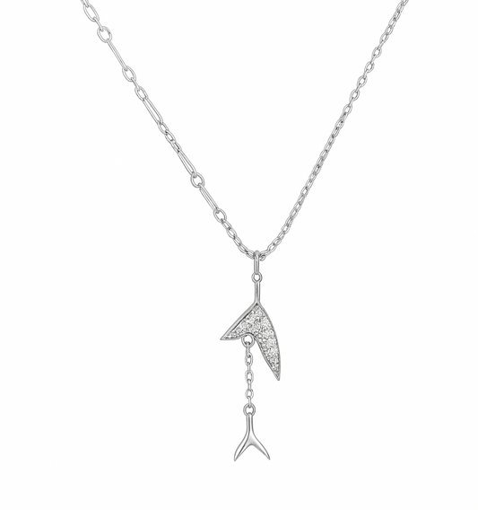Stylish silver pendant featuring a sleek double arrow design