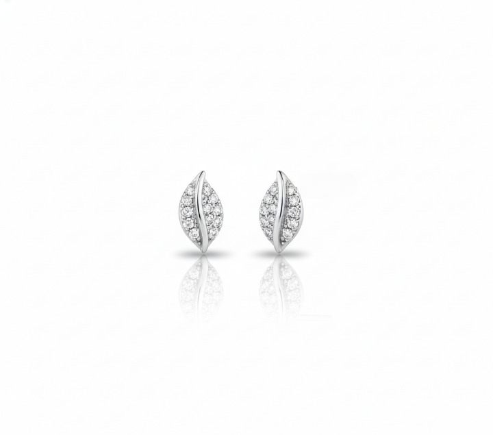 Silver Elegant Marquise Leaf Studs