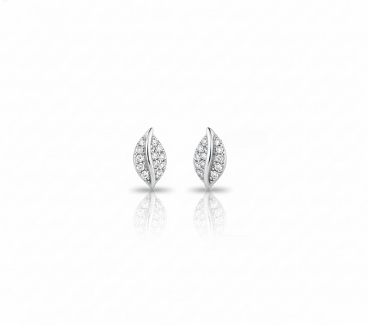 Silver Elegant Marquise Leaf Studs
