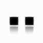 Silver Square Studs with Jet Black Gem
