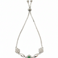 Elegant Silver-Tone Floral Bolo with Green Center