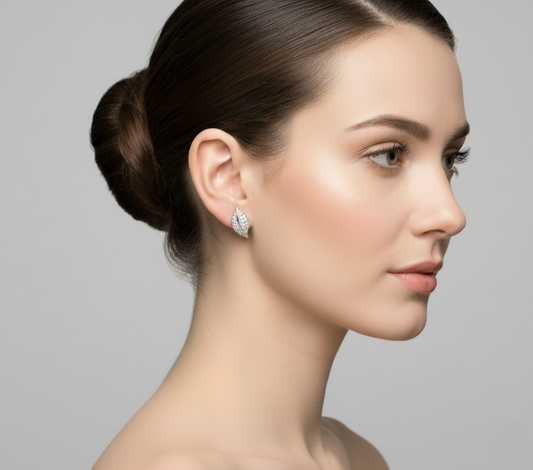 Silver Elegant Marquise Leaf Studs
