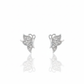 Sparkling Silver Pave Butterfly Stud Earrings