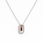 Elegant silver necklace featuring a deep red gemstone framed with sparkling stones