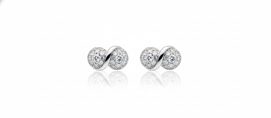 Silver Intertwined Infinity Crystal Studs Earrings