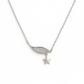 Elegant silver pendant featuring a sparkling wing design with a dangling star charm