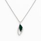 Elegant silver Butterfly Wing pendant with a touch of green enamel and sparkling stones