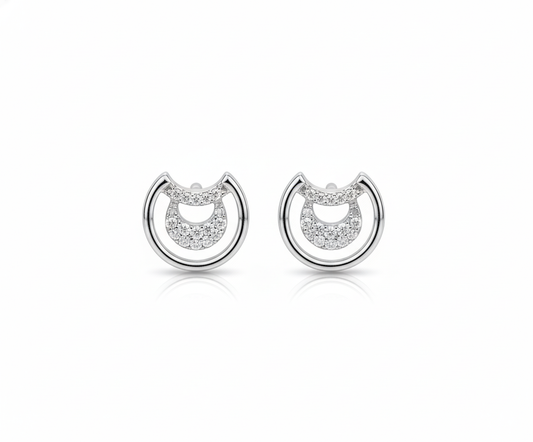 Small Silver Crystal U-Shape Earrings